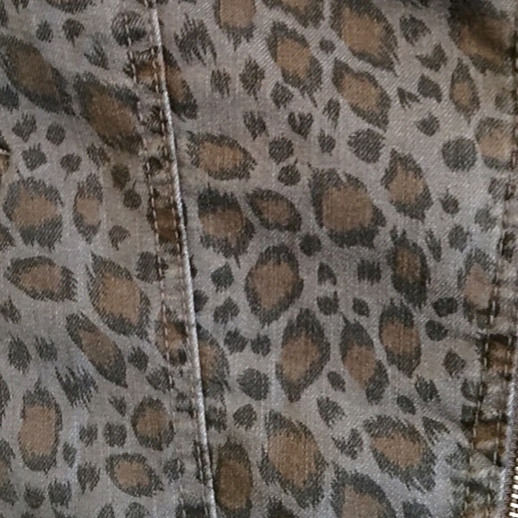 H&M Leopard Pattern Denim Moto Jacket - Picture 7 of 8